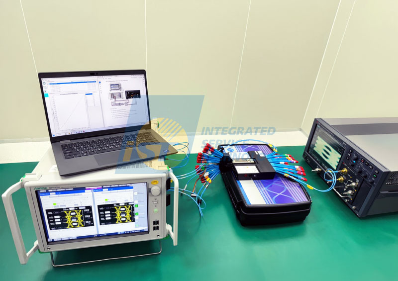 高速以太网 800G 为了确保信道数据的绝对精准，宜特信号测试实验室采用整合了领先业界的量测资源。建置高带宽67GHz向量网络分析仪（Vector Network Analyzer，简称VNA），可精确撷取高达800G规格所需的S参数细节，并搭配符合800G以太网(Ethernet)规范的ISI通道仿真板。这套组合能够确保S参数数据的精确性，进而保证整个 RX(接收端) 测试结果的准确性。